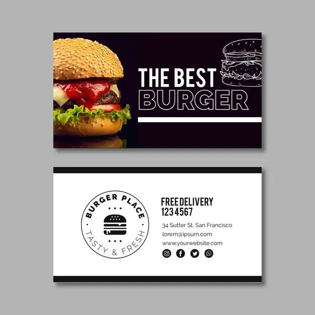 Plantilla de tarjeta de visita de hamburguesa _ Vector Gratis.webp